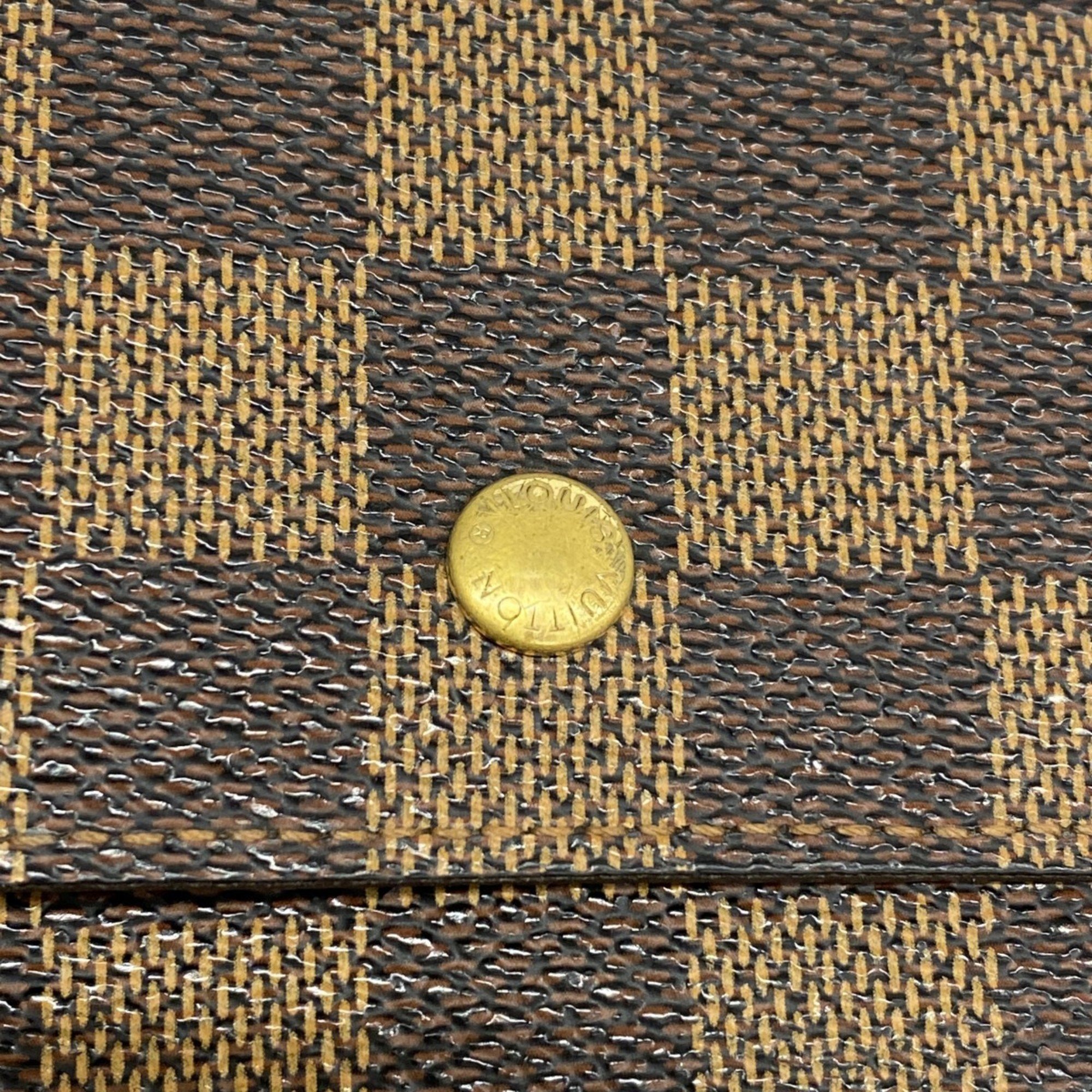 Louis Vuitton Tri-fold Long Wallet Damier Porte Tresor International N61215 Brown Men's Women's