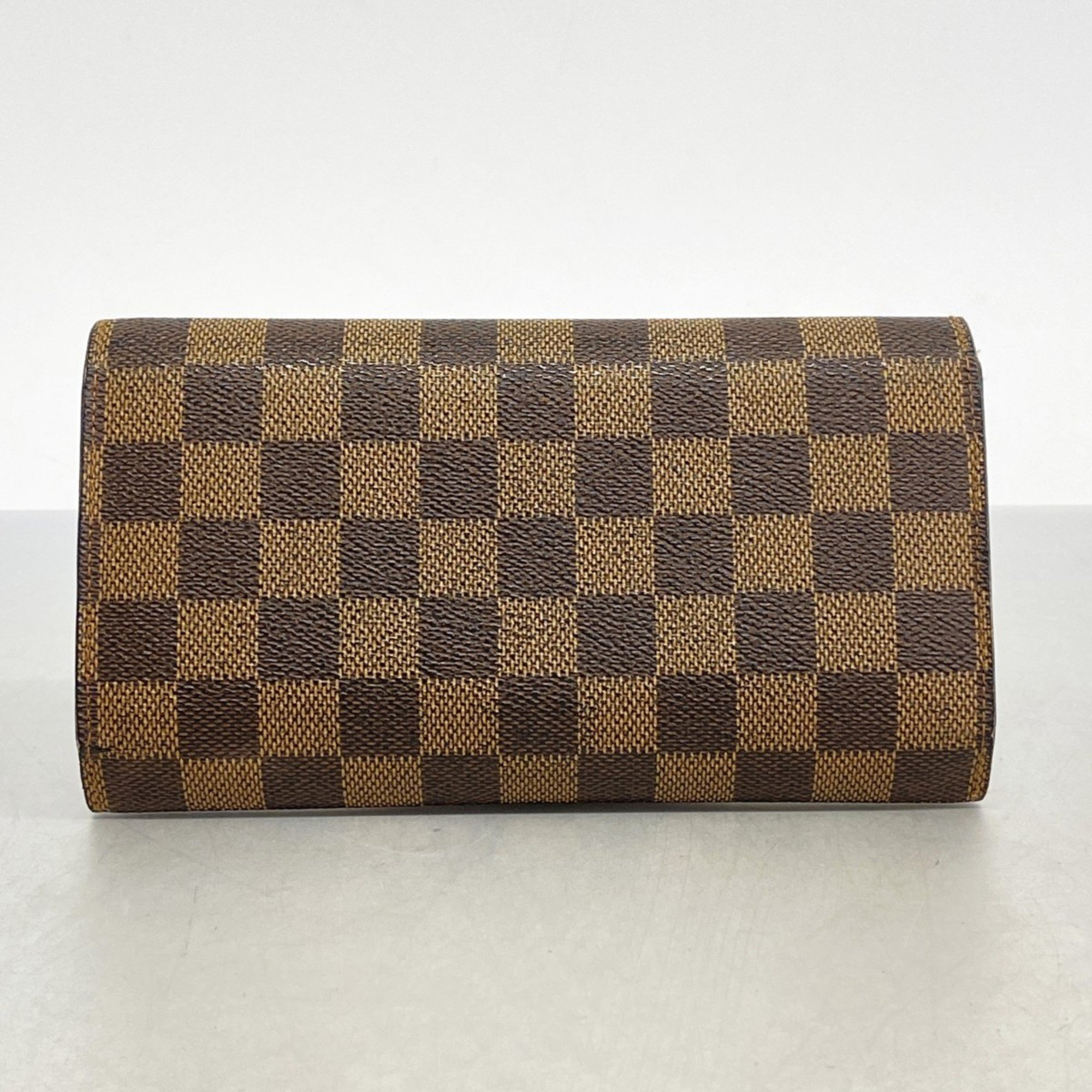 Louis Vuitton Tri-fold Long Wallet Damier Porte Tresor International N61215 Brown Men's Women's