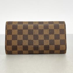 Louis Vuitton Tri-fold Long Wallet Damier Porte Tresor International N61215 Brown Men's Women's