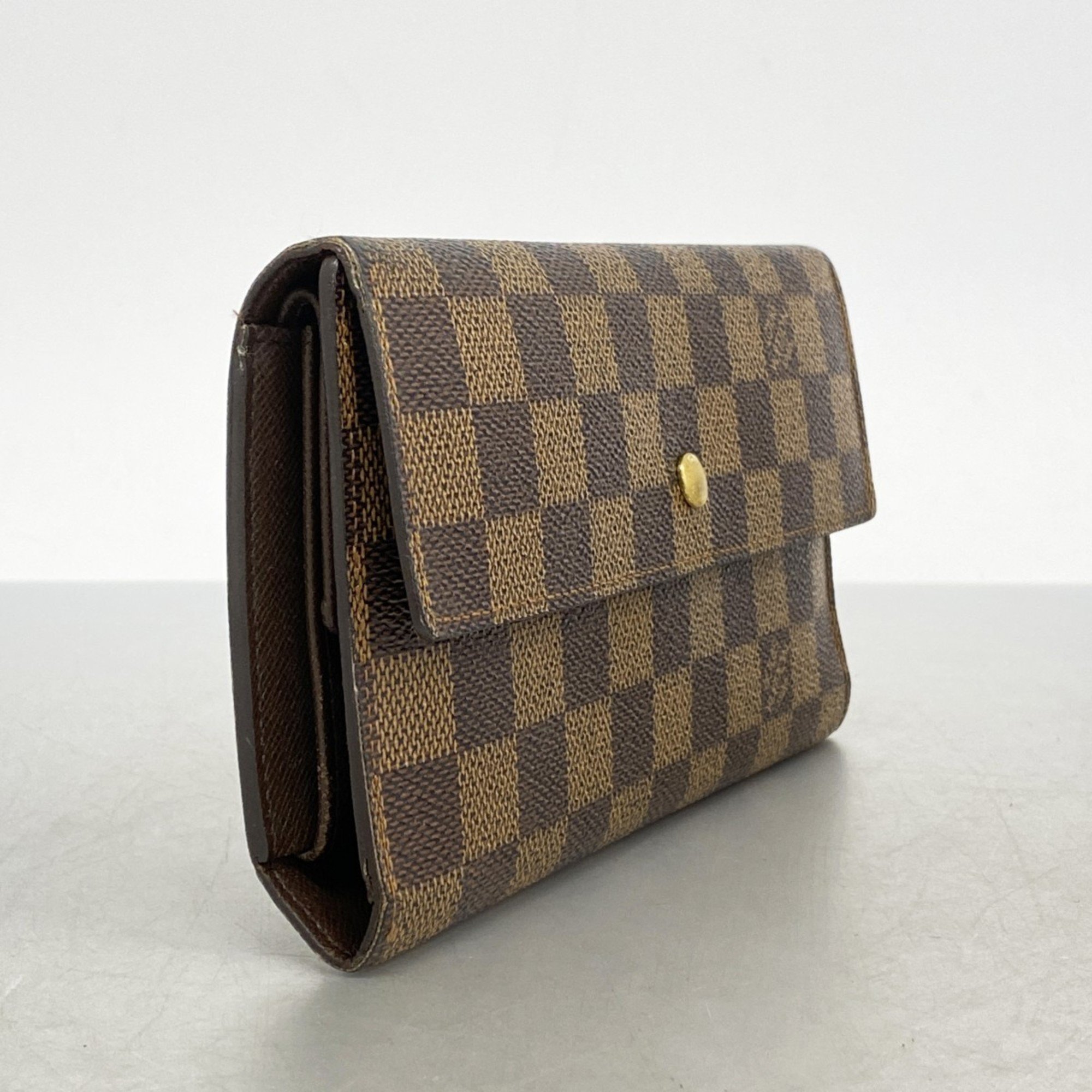 Louis Vuitton Tri-fold Long Wallet Damier Porte Tresor International N61215 Brown Men's Women's