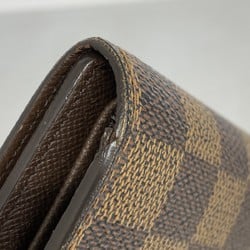 Louis Vuitton Tri-fold Long Wallet Damier Porte Tresor International N61215 Brown Men's Women's