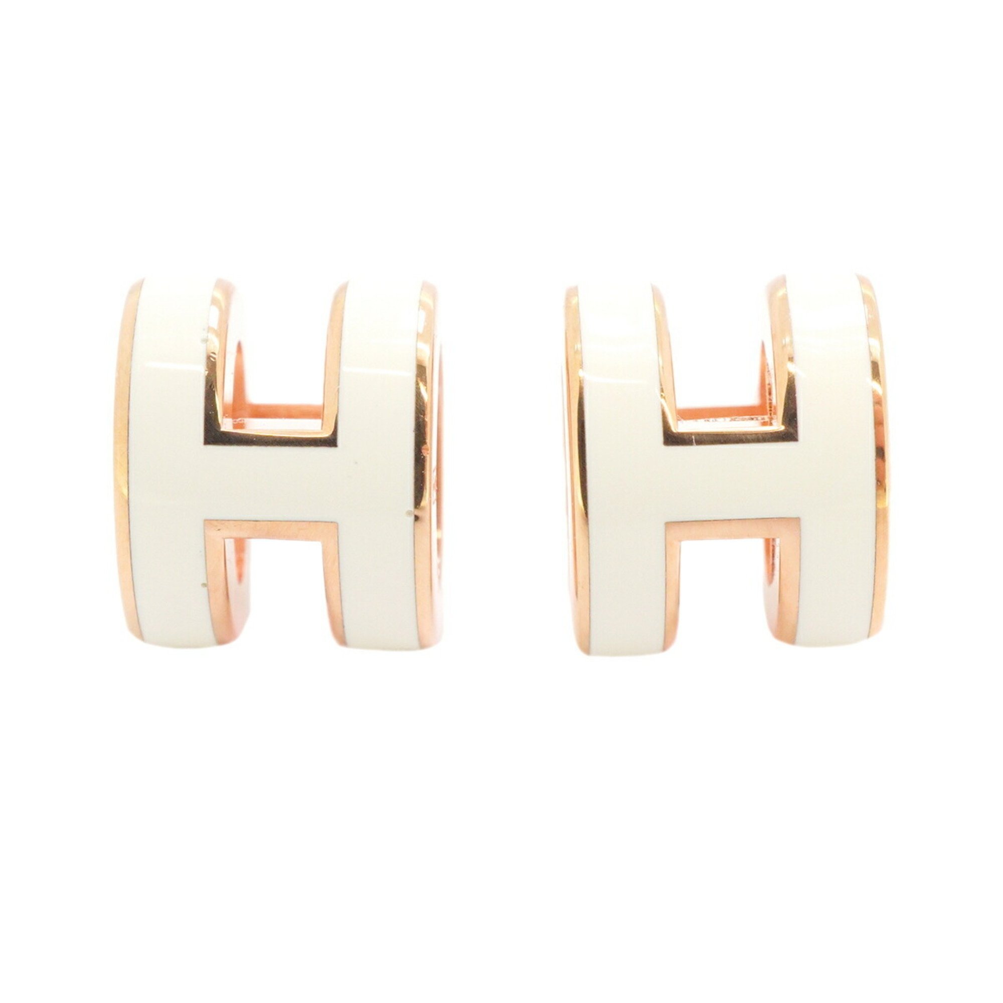 Hermes earrings Pop Ash GP plating white rose gold ladies