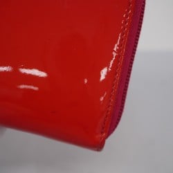 Chanel Long Wallet Makeup Line Patent Leather Red Women's