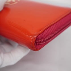 Chanel Long Wallet Makeup Line Patent Leather Red Women's