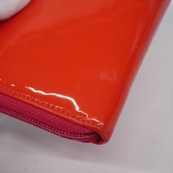 Chanel Long Wallet Makeup Line Patent Leather Red Women's