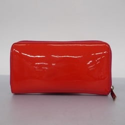 Chanel Long Wallet Makeup Line Patent Leather Red Women's