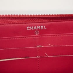 Chanel Long Wallet Makeup Line Patent Leather Red Women's