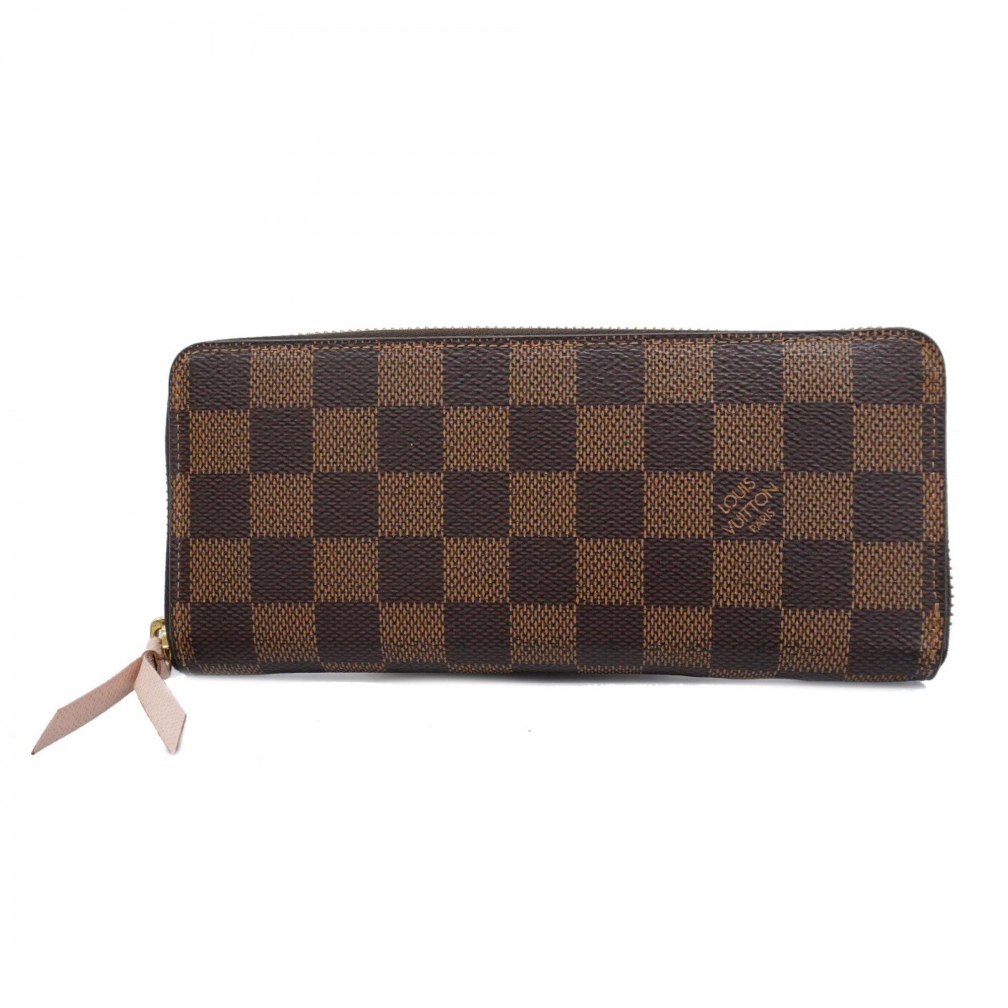 Louis Vuitton Long Wallet Damier Portefeuille Clemence N41626 Ebene Rose Ballerine Ladies