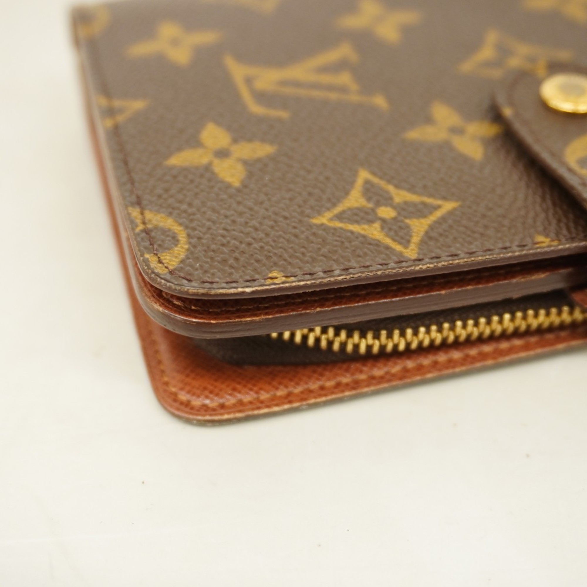 Louis Vuitton Wallet Monogram Porte Papier Zip M61207 Brown Women's