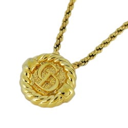 Christian Dior Necklace CD Circle GP Plated Gold Ladies