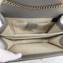 Gucci Shoulder Bag Interlocking G 510304 Leather Grey Champagne Women's