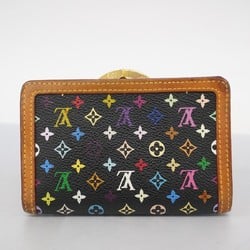 Louis Vuitton Wallet Monogram Multicolor Portemonnay Biennois M92988 Black Women's