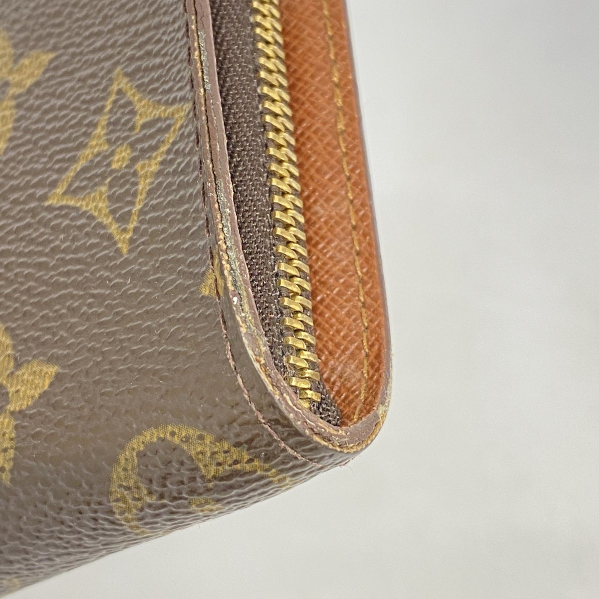 Louis Vuitton Long Wallet Monogram Porto Mone Zip M61727 Brown Women's