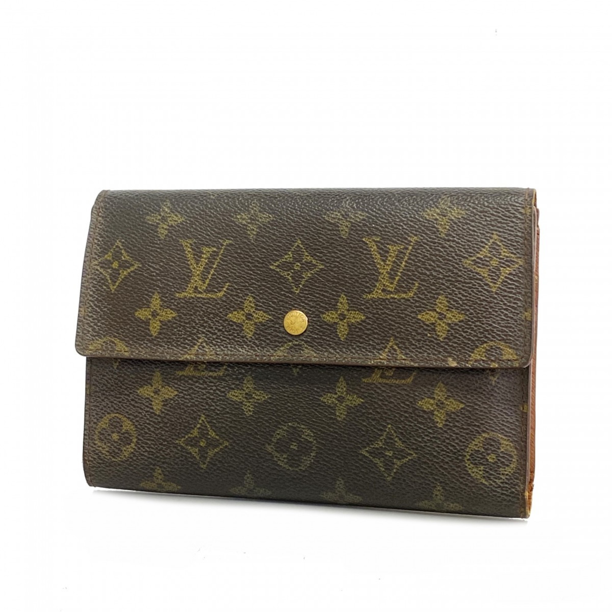 Louis Vuitton Tri-fold Wallet Monogram Pochette Passport M60135 Brown Men's Women's