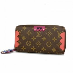 Louis Vuitton Long Wallet Monogram Totem Zippy Flamingo M61364 Brown Women's