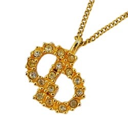 Christian Dior Necklace CD Rhinestone GP Plated Gold Ladies