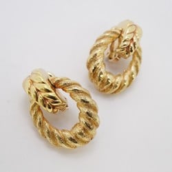 Christian Dior Earrings Oval Rope Motif GP Plated Gold for Women