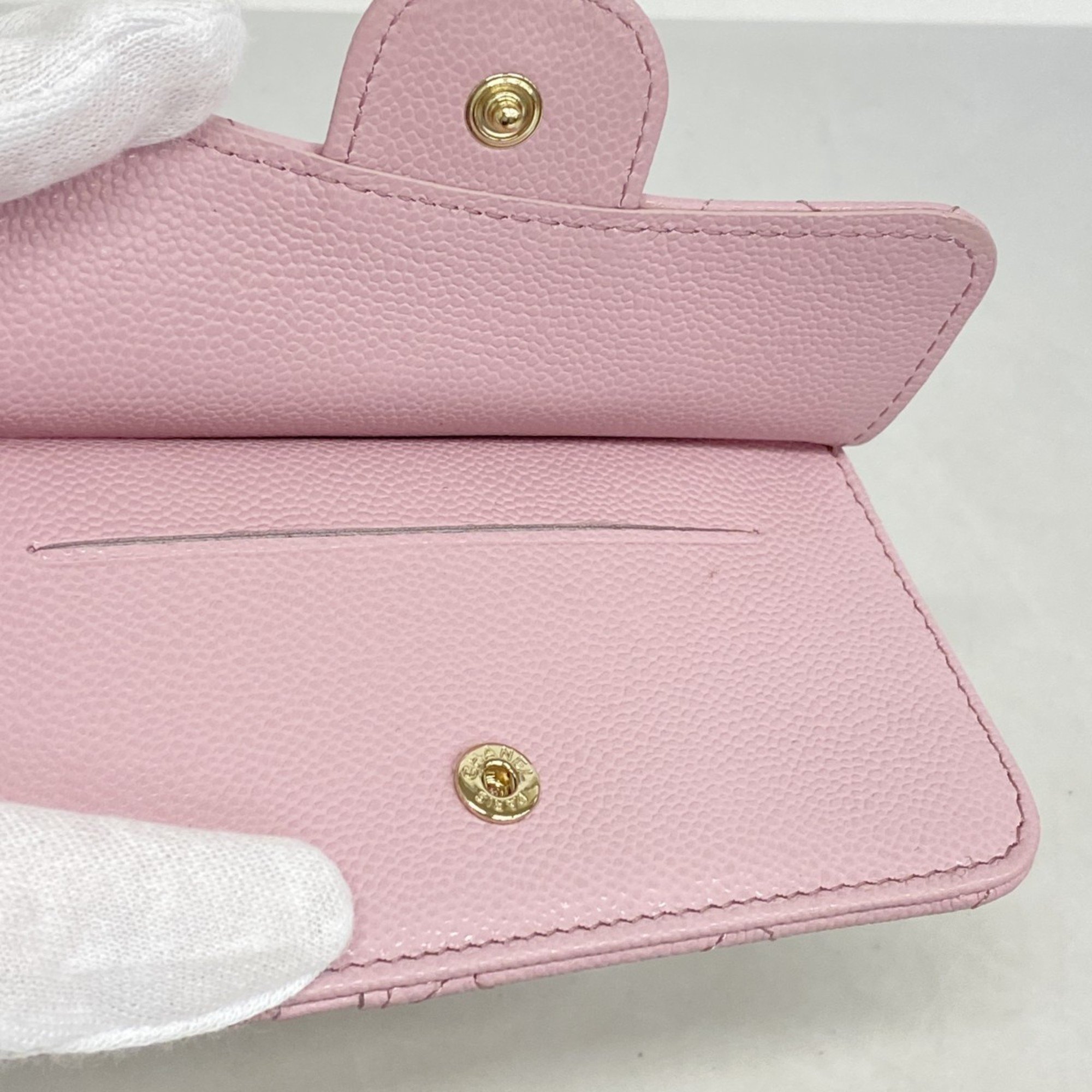 Chanel Wallet/Coin Case Matelasse Caviar Skin Pink Champagne Ladies