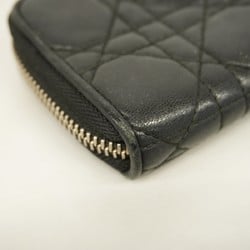 Christian Dior Wallet/Coin Case Cannage Leather Black Women's