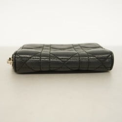 Christian Dior Wallet/Coin Case Cannage Leather Black Women's