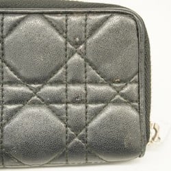 Christian Dior Wallet/Coin Case Cannage Leather Black Women's