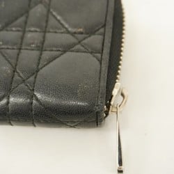 Christian Dior Wallet/Coin Case Cannage Leather Black Women's