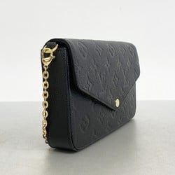 Louis Vuitton Shoulder Wallet Monogram Empreinte Pochette Felicie M64064 Black Women's