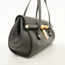 Gucci Shoulder Bag Bamboo 111713 Leather Black Champagne Ladies