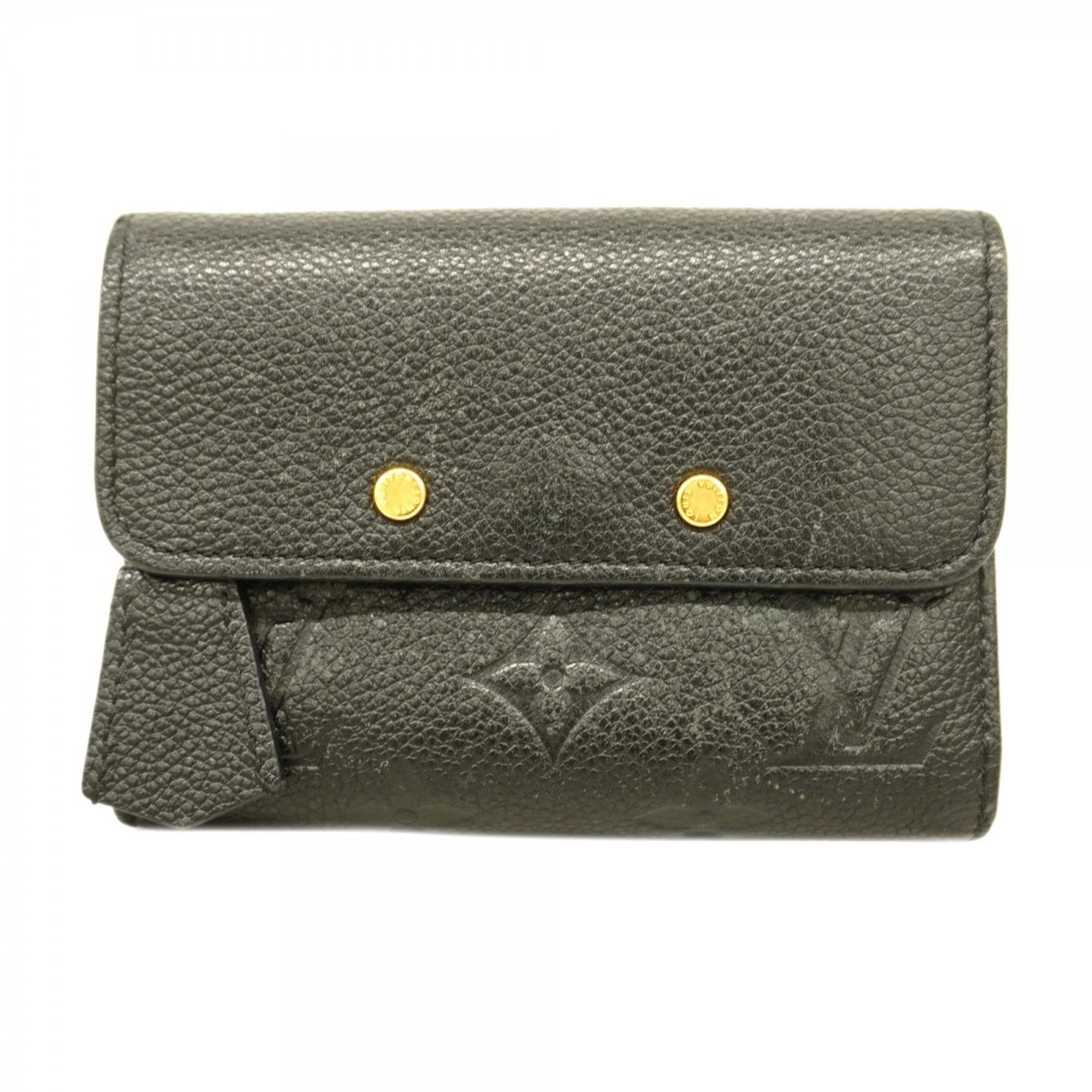 Louis Vuitton Tri-fold Wallet Monogram Empreinte Portefeuille Pont Neuf Compact M62184 Black Noir Ladies