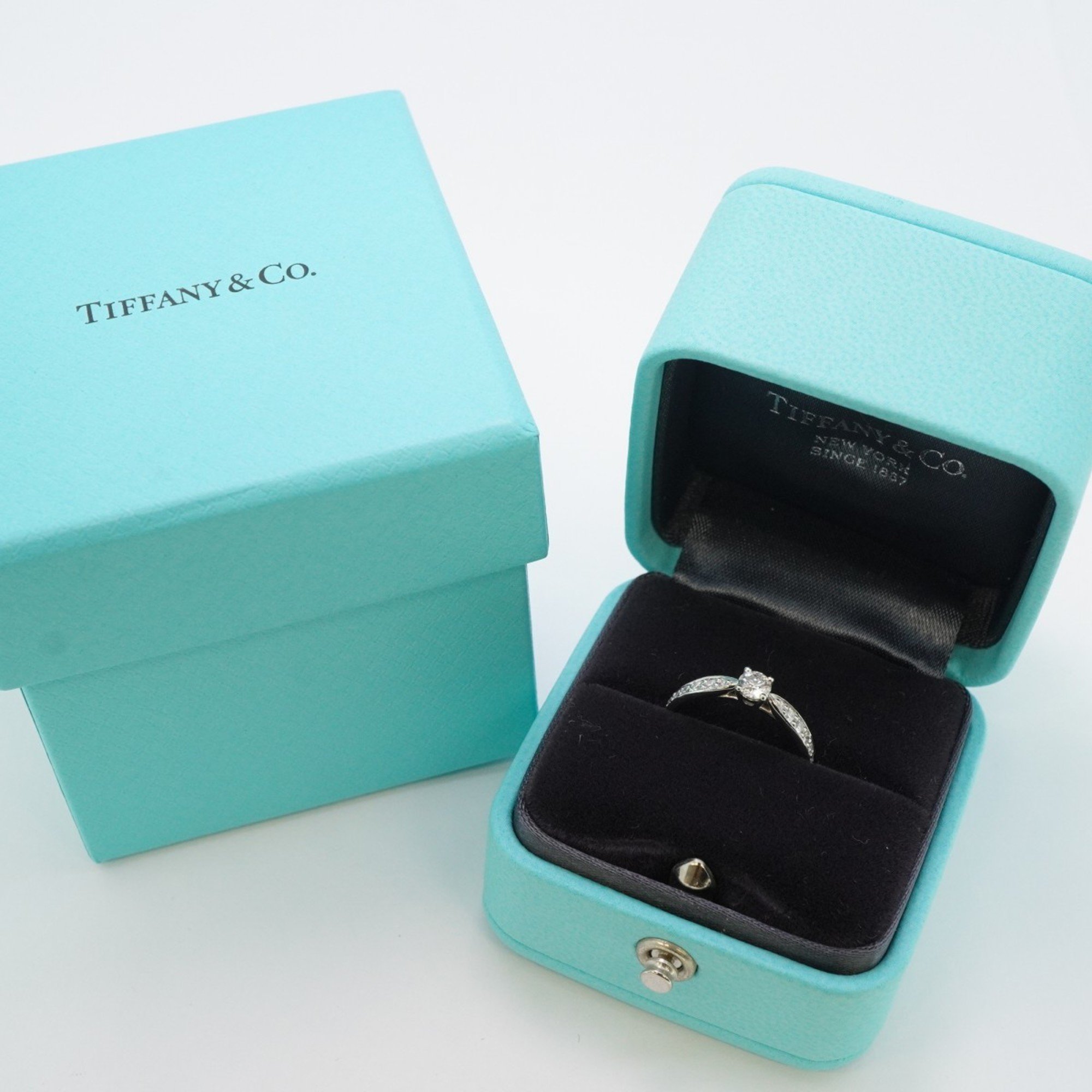 Tiffany Ring Harmony Half Eternity Diamond Pt950 Platinum 0.18ct Size 5 Ladies