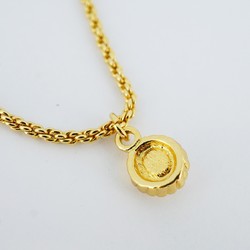 Christian Dior Necklace Circle Rhinestone GP Plated Gold Women's