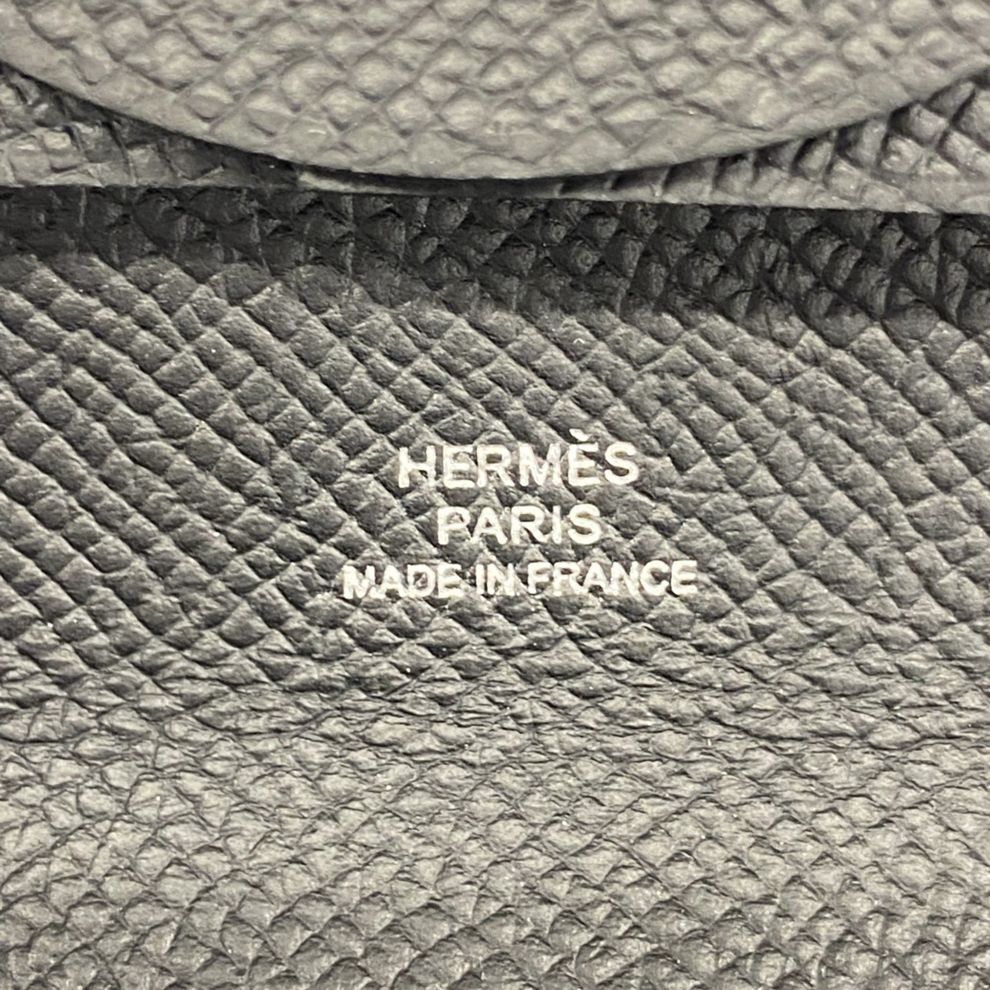 Hermes Wallet/Coin Case Bastia Epsom Leather Black B Stamp Men's Women's