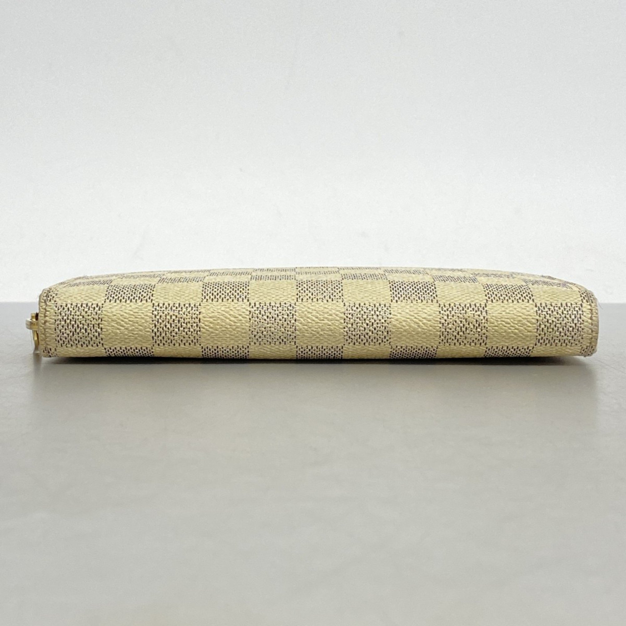 Louis Vuitton Long Wallet Damier Azur Zippy N60019 White Men's Women's