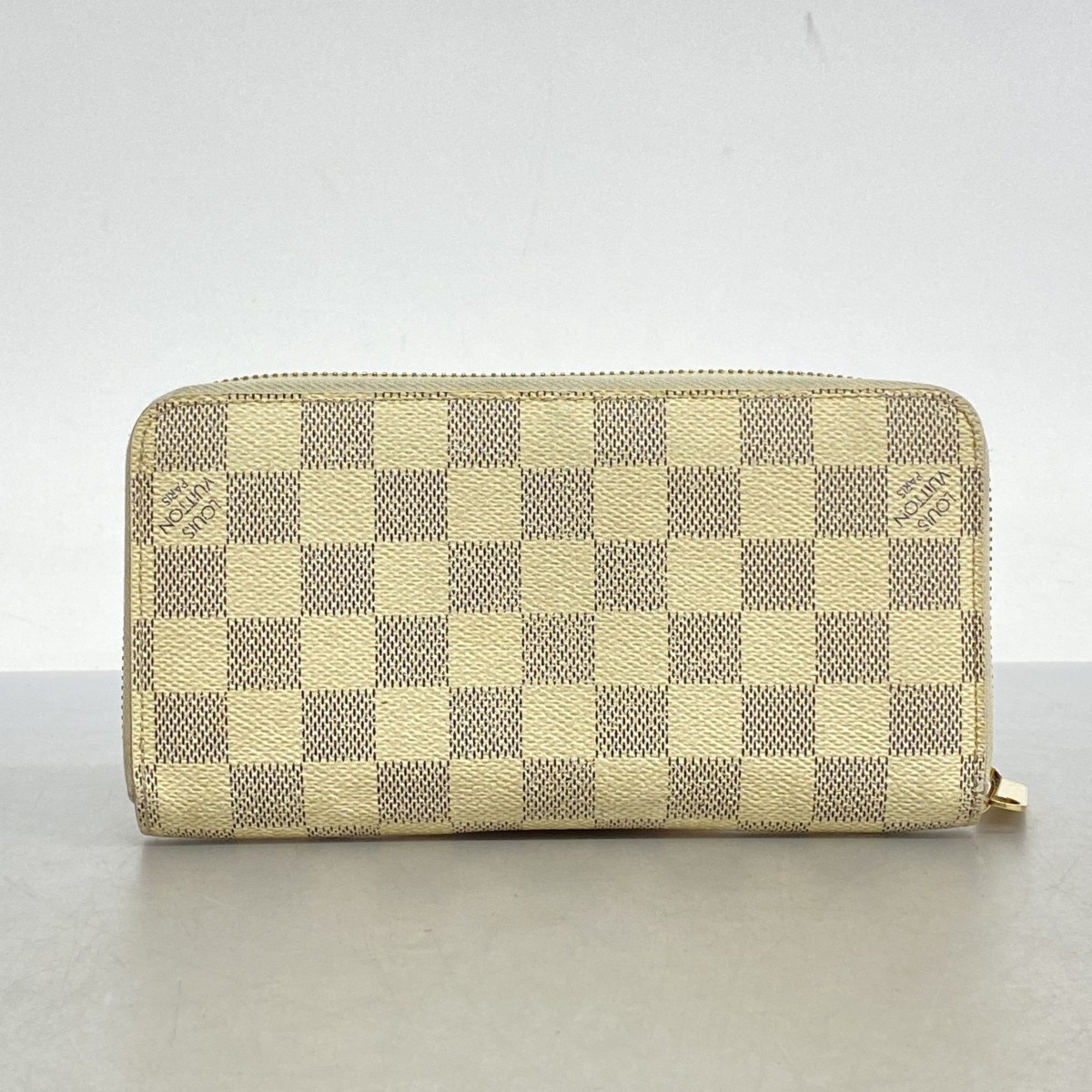 Louis Vuitton Long Wallet Damier Azur Zippy N60019 White Men's Women's