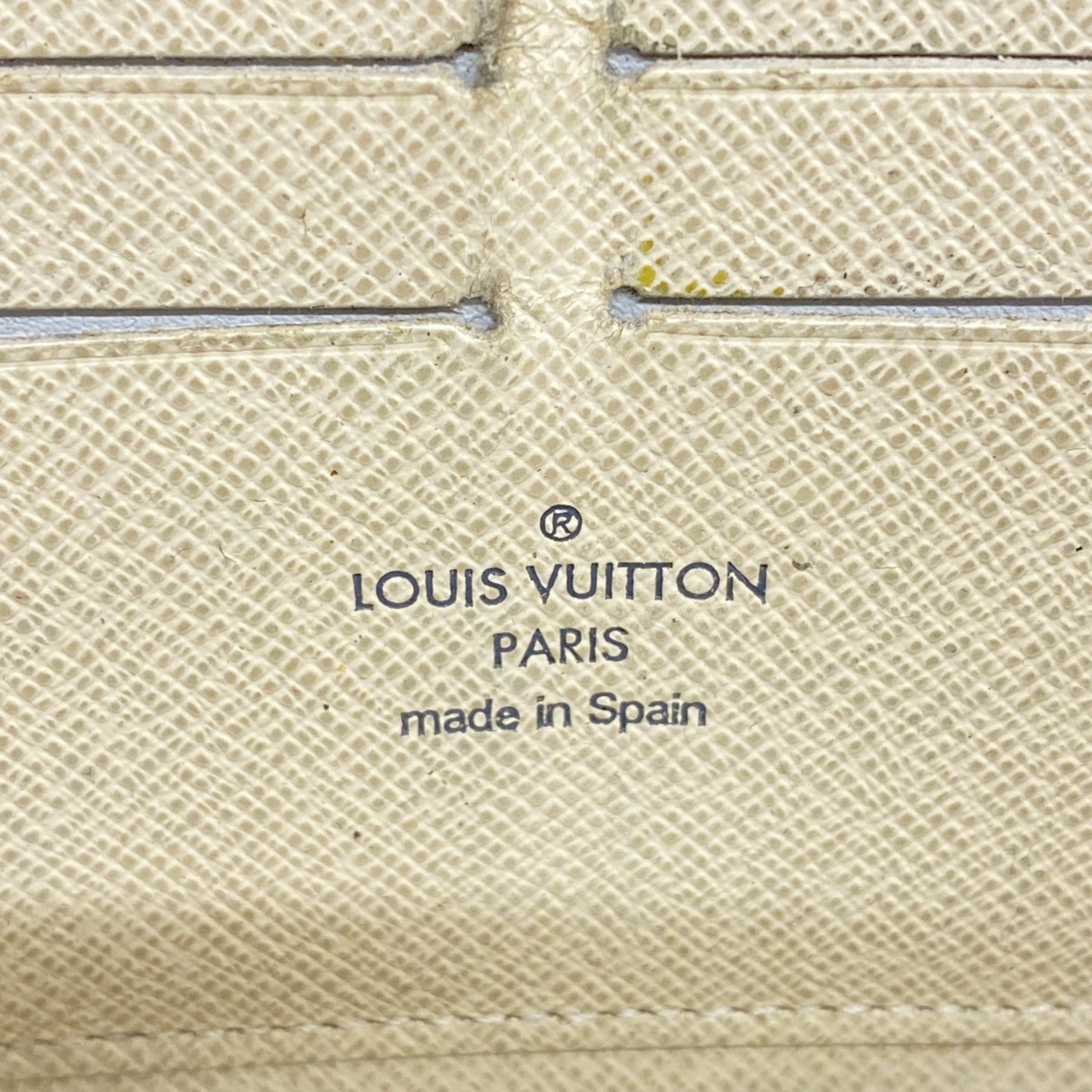 Louis Vuitton Long Wallet Damier Azur Zippy N60019 White Men's Women's