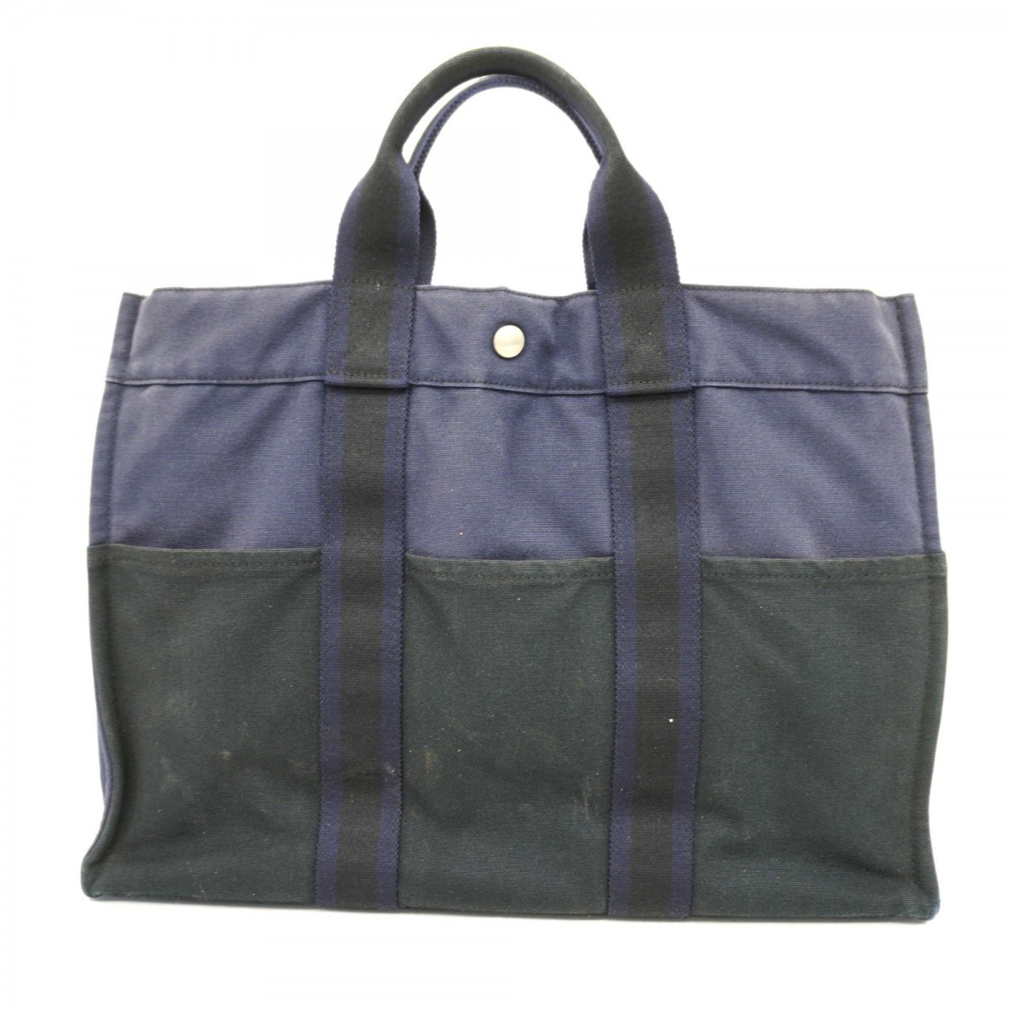 Hermes Tote Bag Foule MM Canvas Navy Men's Women's