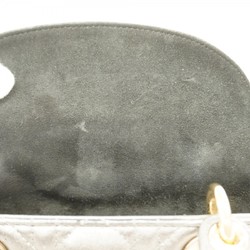 Christian Dior Handbag Cannage Lady Leather Metallic Grey Champagne Ladies