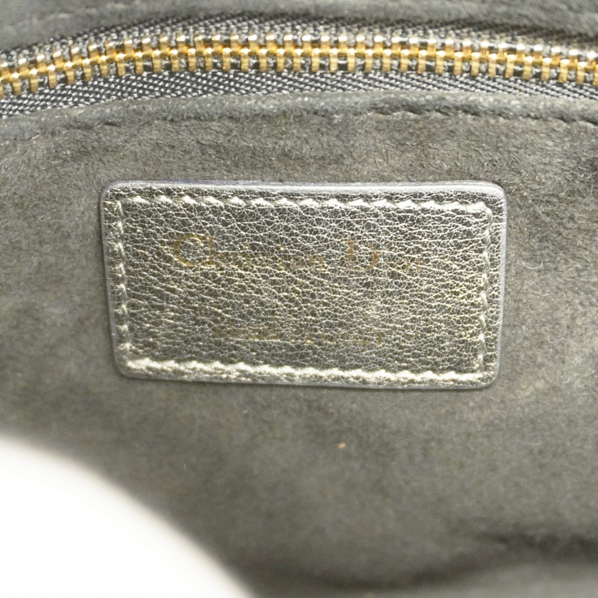 Christian Dior Handbag Cannage Lady Leather Metallic Grey Champagne Ladies