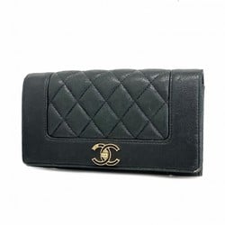 Chanel Long Wallet Matelasse Lambskin Black Women's