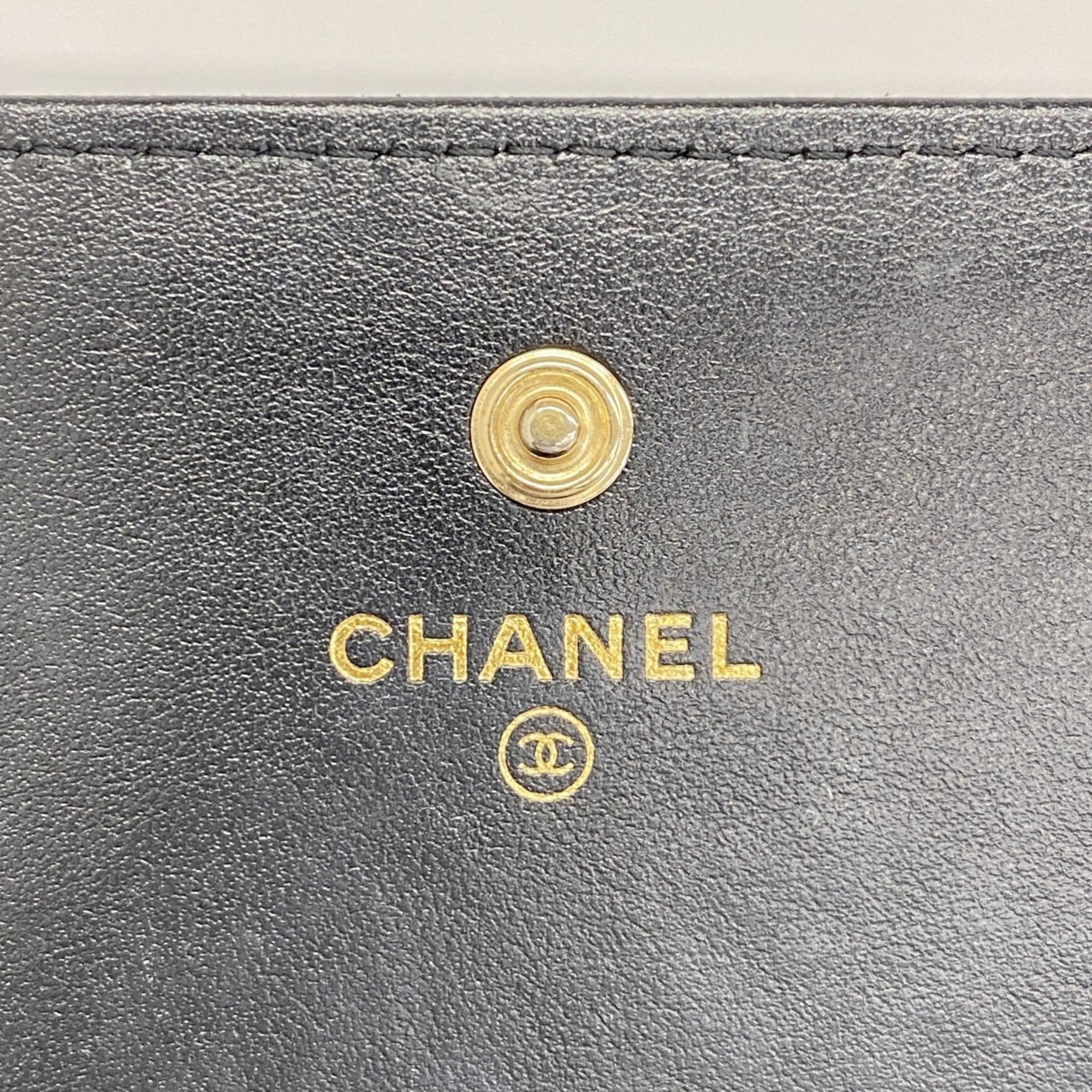 Chanel Long Wallet Matelasse Lambskin Black Women's