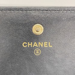 Chanel Long Wallet Matelasse Lambskin Black Women's