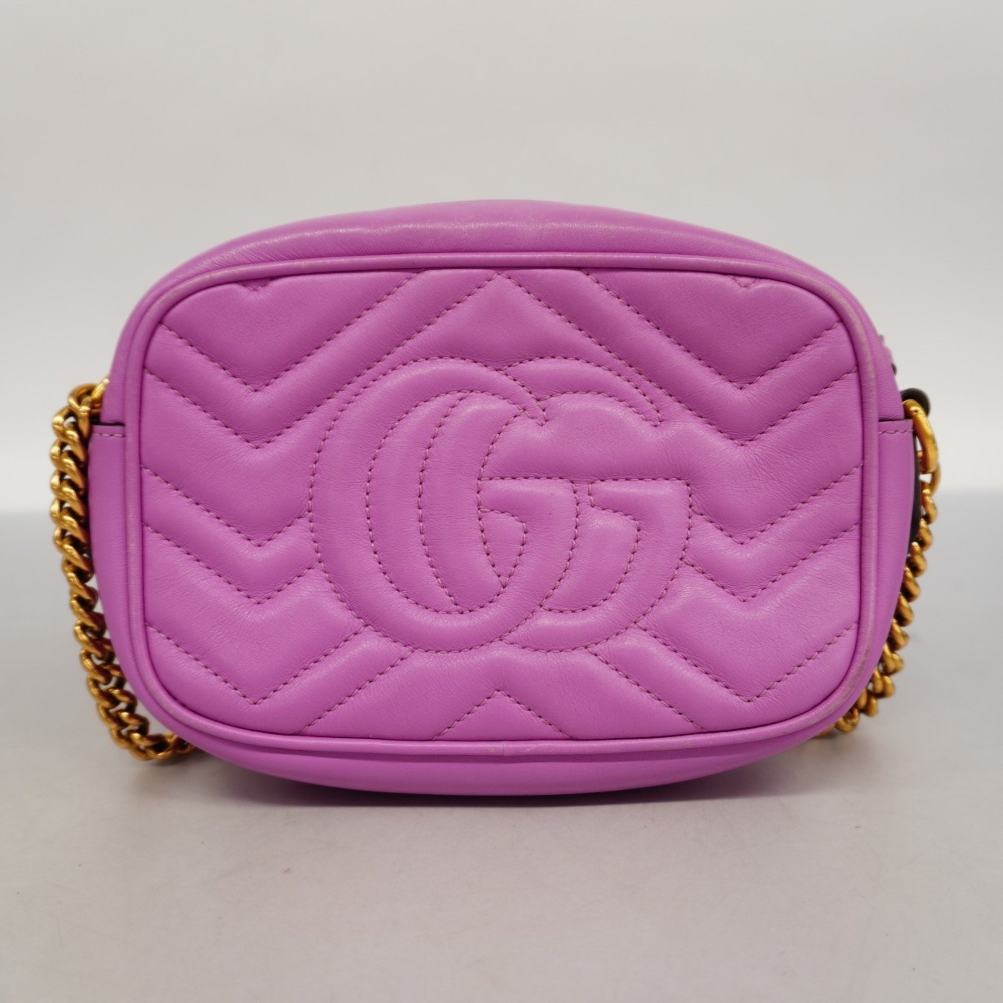 Gucci Shoulder Bag GG Marmont 448065 Leather Pink Women's