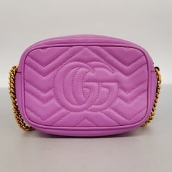 Gucci Shoulder Bag GG Marmont 448065 Leather Pink Women's