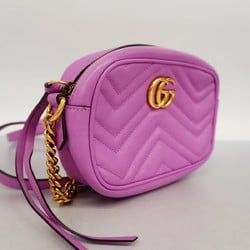 Gucci Shoulder Bag GG Marmont 448065 Leather Pink Women's