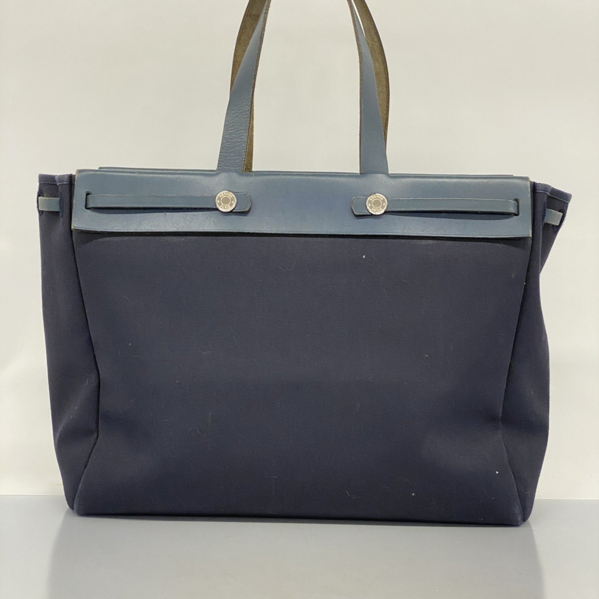 Hermes Tote Bag Airbag Cabas GM Toile Officier Navy F Stamped Ladies