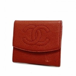 Chanel Wallet/Coin Case Caviar Skin Red Women's