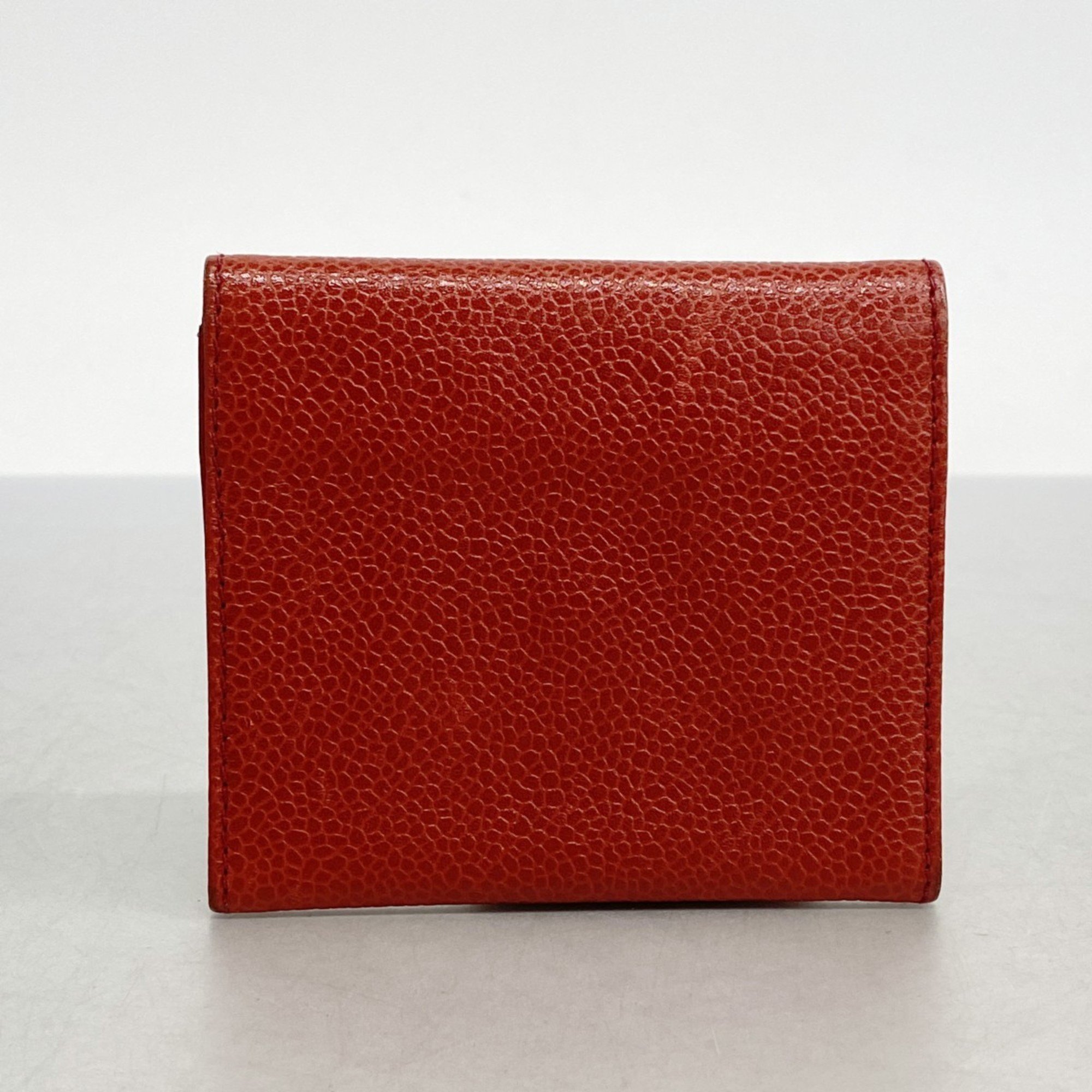 Chanel Wallet/Coin Case Caviar Skin Red Women's