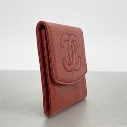 Chanel Wallet/Coin Case Caviar Skin Red Women's