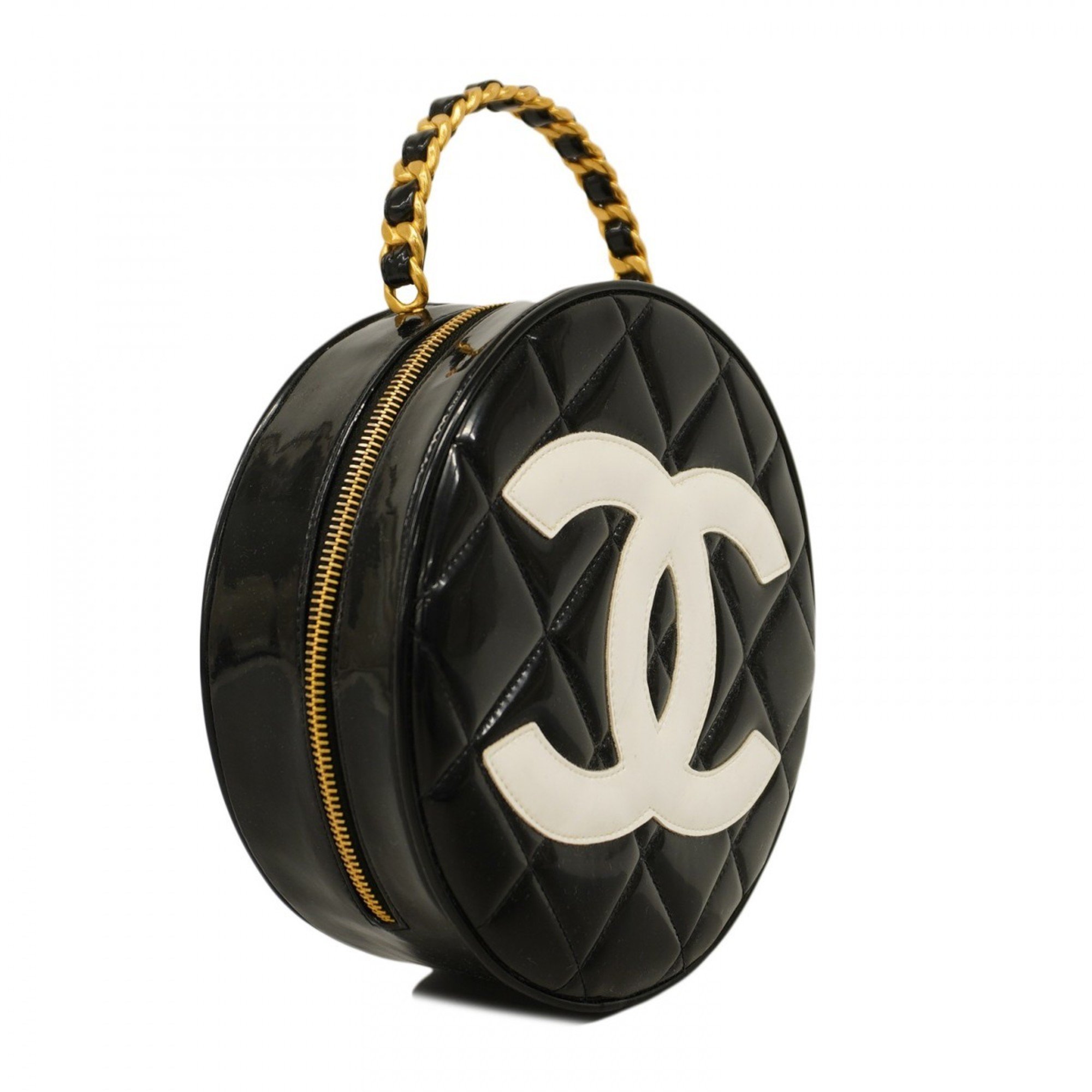 Chanel handbag, matelassé, patent leather, black, ladies