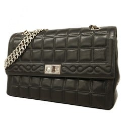 Chanel Shoulder Bag 2.55 Chocolate Bar Lambskin Black Women's